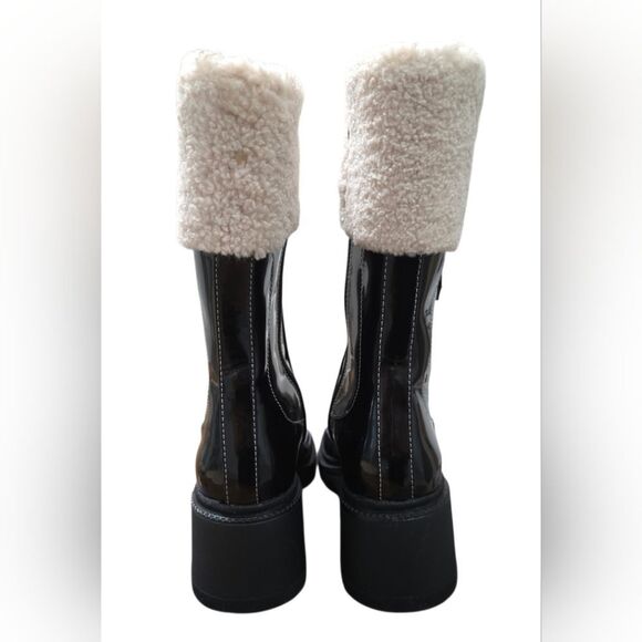 Azela Wang Callaway Black Chunky Heel Boots, Nwt - Picture 5 of 11